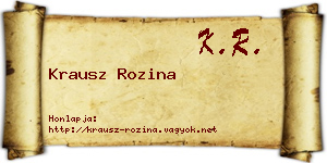 Krausz Rozina névjegykártya